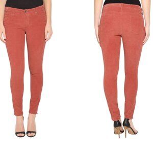 Lucky Brand Lolita Skinny Corduroy Pants Rust Red Stretch Zip Ankle Size 10